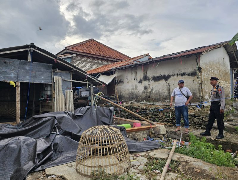 Personil Polres Pamekasan saat berada di lokasi arena sabung ayam.