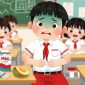 Ilustrasi siswa mengalami sakit perut setelah makan menu MBG.