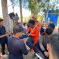 Personil relawan sangat antusias mengikuti latihan Vertical Rescue di Dam Samiran.