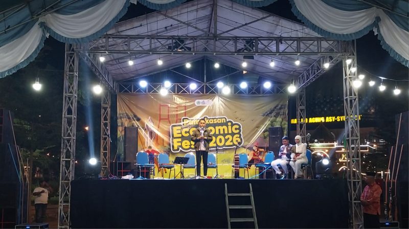 Sambutan Ketua Umum BPC HIPMI Pamekasan, Ach. Kusairi di acara pembukaan Economic Fest 2026.