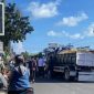 Penampakan mobil dump truck yang terlibat laka lantas.