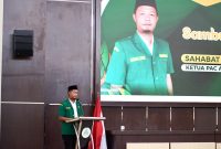 Foto Achmad Jadid Ketua PAC GP Ansor Tlanakan saat sambutan