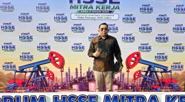 CEO PT Oil Erdindo Contraction, Bos HR saat menghadiri Forum HSSE Mitra Kerja Pertamina EP Zona 4 Tahun 2026 di Palembang. Forum yang digelar PT Pertamina EP Zona 4 bersama SKK Migas.