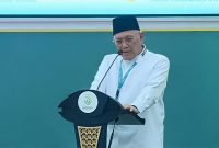 Ketua Umum Pengurus Besar Nahdlatul Ulama (PBNU) masa khidmah 2026–2031, KH Abdul Hakim Mahfudz atau Gus Kikin, saat memberikan sambutan diacara penutupan Muktamar ke-35 NU.