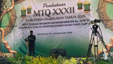 Bupati Pamekasan, KH Kholilurrahman, saat memberikan sambutan diacara pembukaan MTQ XXXII.
