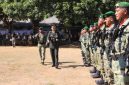 Suasana upacara peringatan hari ulang tahun ke-81 TNI di Lapangan Makodim 0826/Pamekasan.